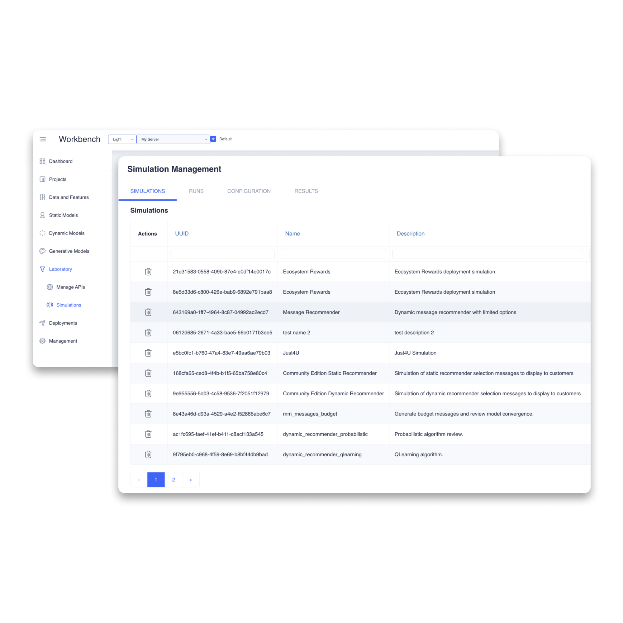 Simulation tool interface for testing AI model behavior and predicting outcomes under controlled conditions.